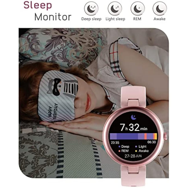 SHANG WING Lynn Smartwatches for Women,1.1inch Display Screen Fitness Watch for Women,Small Stylish Smart Watch with Pedometer Sleep Monitor SpO2-Monitor Heart Rate Fitness Watch for Android iOS