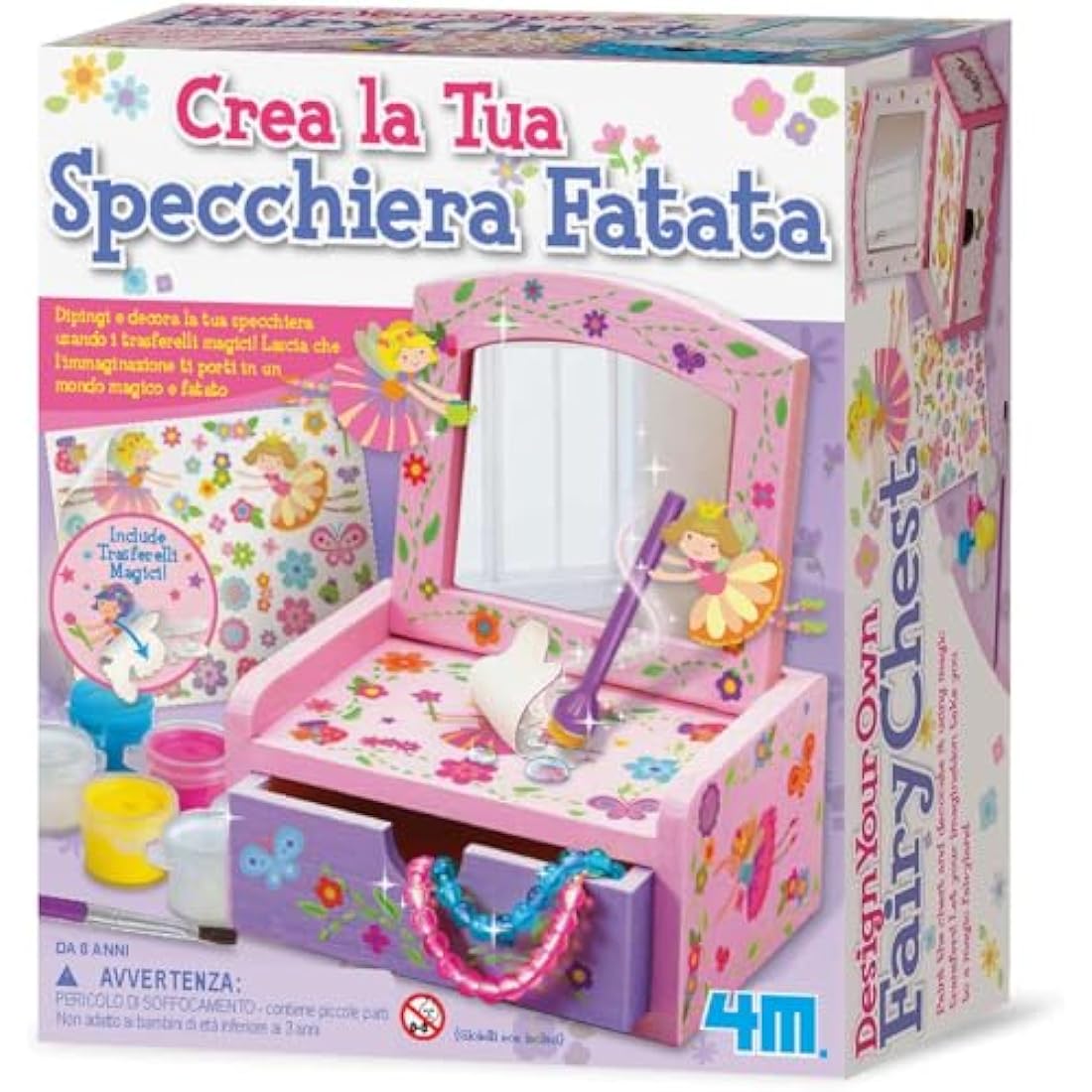 4M Paint Your Own Fairy Mirror Chest, Pink and Purple