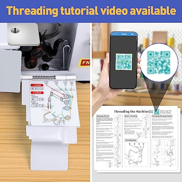 KPCB Tech Overlocker Sewing Machine 3/4 Thread Overlock Machines with LED Light and Accessories Kits