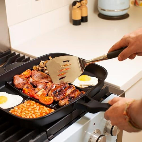 InGenious Lazy Man Frying Pan Multi Hob Cooker 5-in-1 Breakfast Cooking Skillet