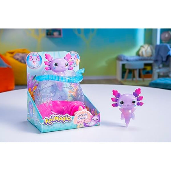 Animagic: Let's Glo Axolotl Bubble Reef | Portable Magic Bubble Aquarium | Also Includes 1 Let's Glo Axolotl | Interactive Electronic Pets | For Kids Aged 4+