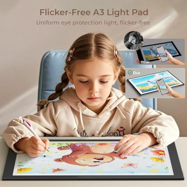 DONPODER A3 Light Box Portable LED Light Board for Diamond Painting, 10 Brightness Levels,5500 Lux Super Bright Ultra Thin Light Pad for Tracing and Crafts(42 x 32 cm)