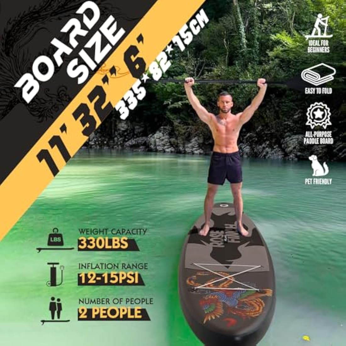 FEATH-R-LITE 10' &11' Inflatable Ultra-Light Stand Up Paddle Board for All Skill Levels Included with SUP, Adj Paddle, Pump, Backpack, Leash