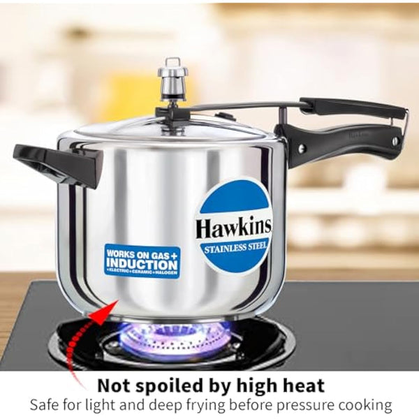 Hawkins 5 Litre Pressure Cooker, Stainless Steel Cooker, Induction Cooker, Silver (HSS50)