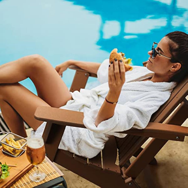 FUNBERRY Folding Adirondack Chair, Fire Pit Chairs, Plastic Adirondack Chairs Weather Resistant with Cup Holder, Composite Adirondack Chairs