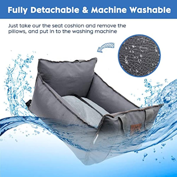Dog Car Seat 2 in 1 Washable and Stain Resistant Pet Booster Seat for Small and Medium Dogs Cats Super Soft PP Cotton Travel Safety Pets Cars Seat with Storage Bag and Harness Strap