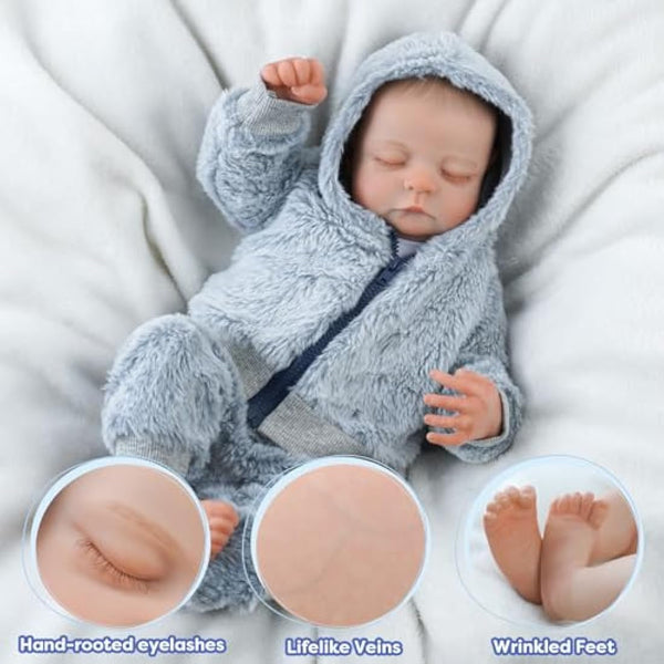 JIZHI Reborn Dolls Boy - 17 Inches Hand-made Washable Reborn Babies with Lithe Vin-yl Body, Lifelike Baby Doll Looks Like a Real Baby (Reborn Boy)