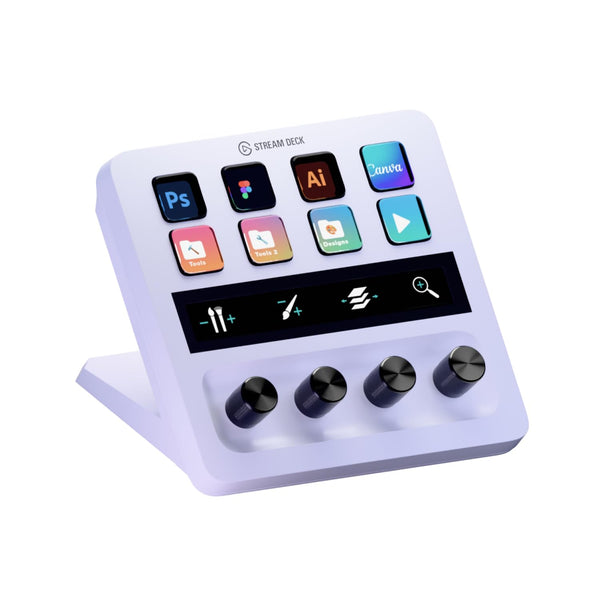 Elgato Stream Deck + White, Audio Mixer, Production Console and Studio Controller for Content Creators, Streaming, Gaming, with customizable touch strip dials and LCD keys, works with Mac and PC