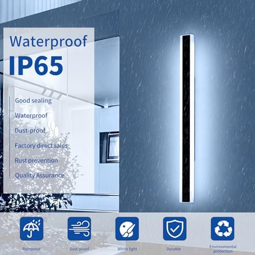 Mikeru 6500k Cool White Outdoor Wall Light, 150cm Modern Porch Wall Light, LED Vertical Long Acrylic Garden Fixture, IP65 Waterproof for Balcony, Living Room, Garage, Patio
