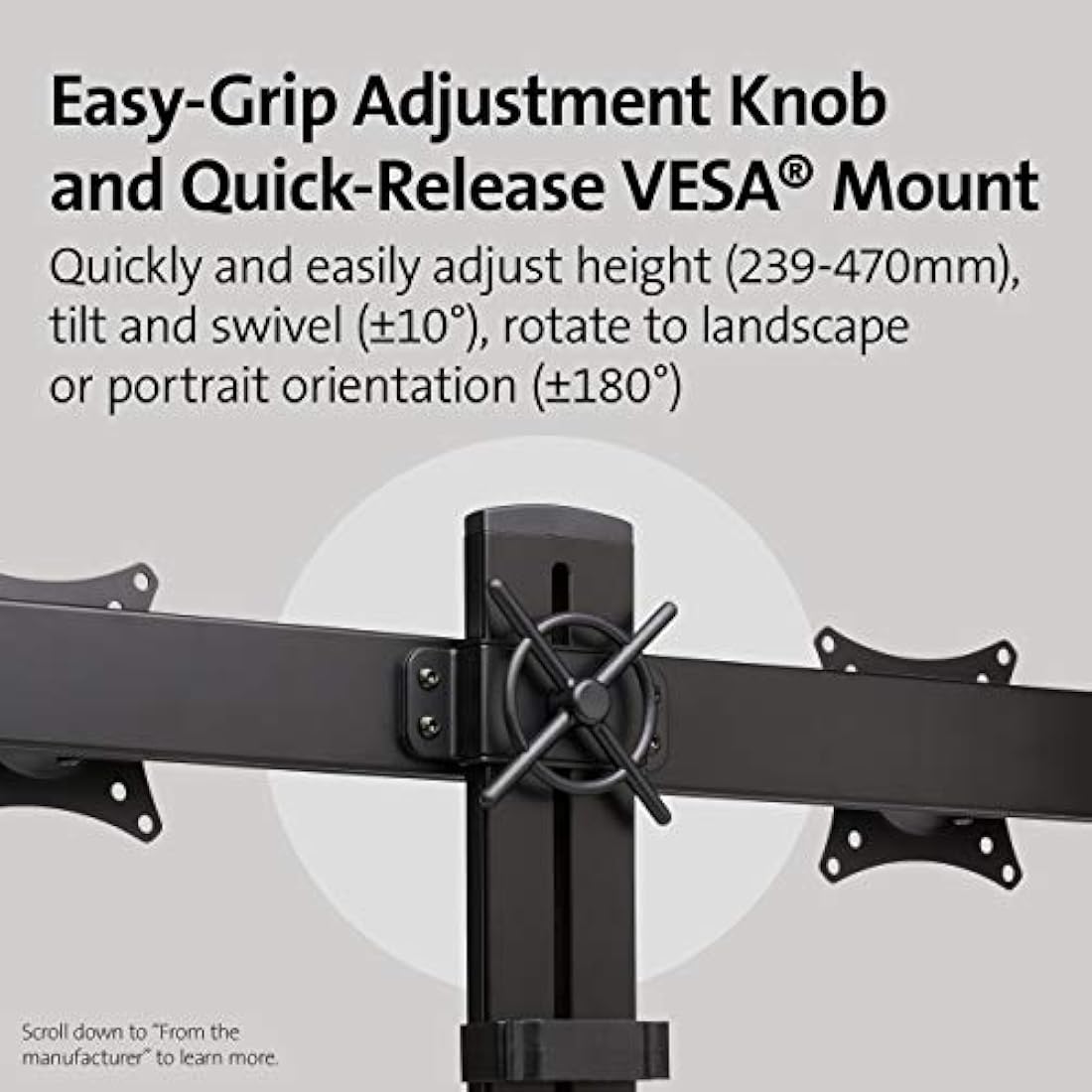 Kensington Monitor Arm with Vesa Mount - Dual Monitor Arm for Home Office Height Adjustable Settings, Black, K55513WW