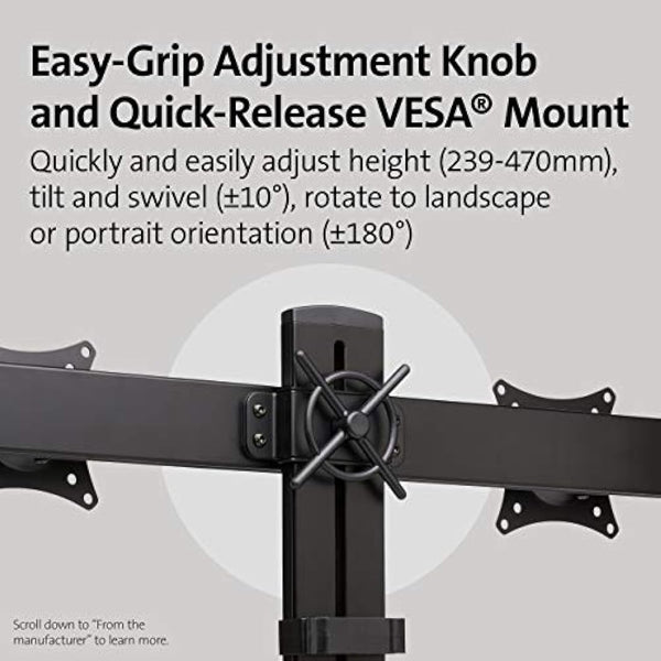 Kensington Monitor Arm with Vesa Mount - Dual Monitor Arm for Home Office Height Adjustable Settings, Black, K55513WW