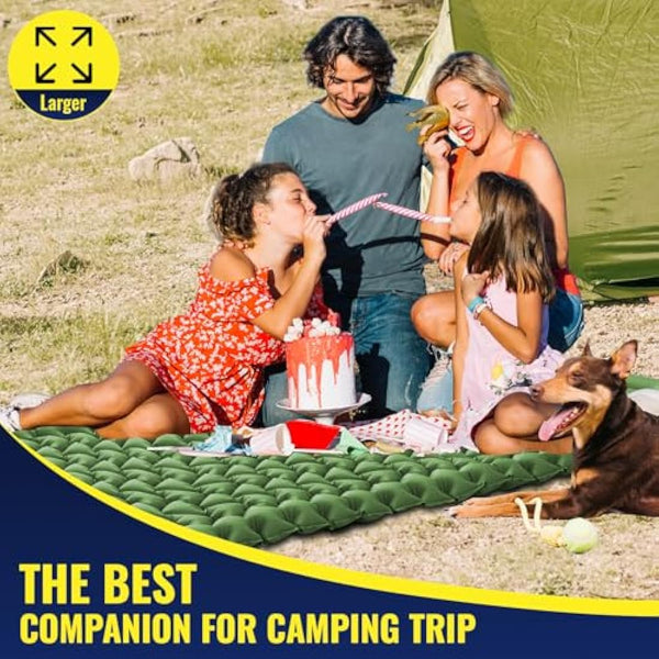 iNeibo Sleeping Pad, Inflatable Sleeping Mat with Bulit-in Foot Pump Pillow, Compact Waterproof Camping Air Mattress for Outdoor Camping, Backpacking, Hiking, Traveling