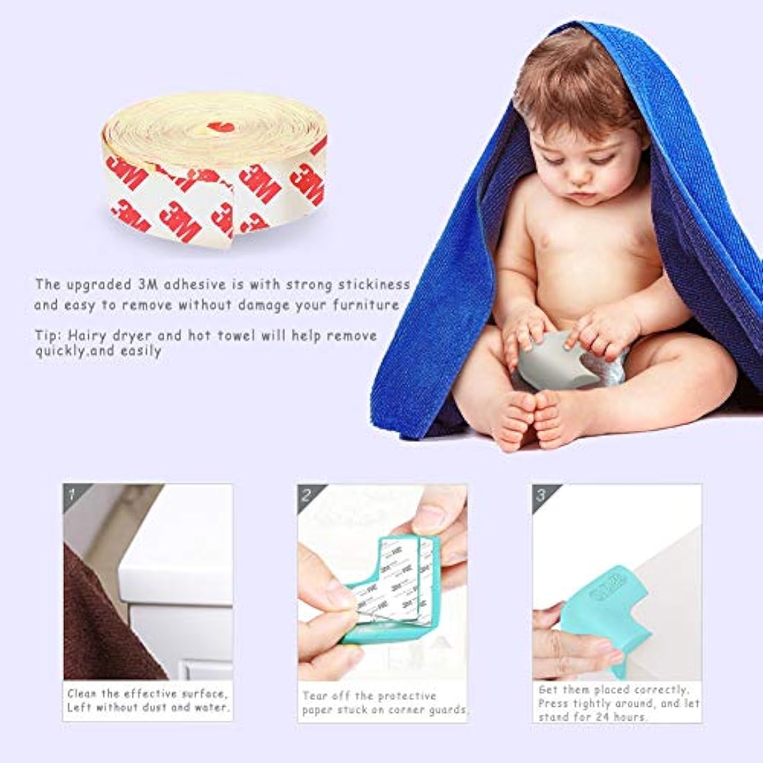 100% Silicone Corner Protector, Baby Proofing Corners Edge Guards, Pre-Tape Adhesive Soft for Kids Safety, Child Table Cabinets Furniture Bumper (Gray, 4 Pieces) (Gray 0.8x0.8in, 8)