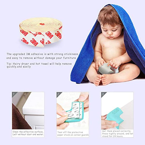 100% Silicone Corner Protector, Baby Proofing Corners Edge Guards, Pre-Tape Adhesive Soft for Kids Safety, Child Table Cabinets Furniture Bumper (Gray, 4 Pieces) (Gray 0.8x0.8in, 8)