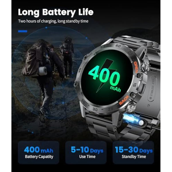 FEELNEVER Military Smart Watch for Men, Bluetooth Voice Call Compatible Android iOS Phone, 1.39" HD Smartwatch with Heart Rate Pressure Sleep Monitor 100+ Sports, IP67 Waterproof Watches with 3 Straps