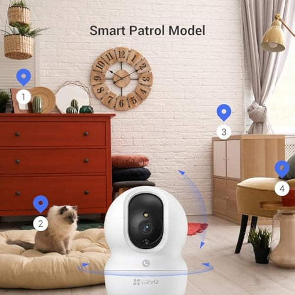 EZVIZ 4MP Indoor Camera No Monthly Fee, 512GB Supports, Spotlight Colour Night Vision, Dual Band Wifi, One-touch-calling Button, Two-way Audio, Sound/Human Detection, Works with Alexa (CP1 Pro 2K+)