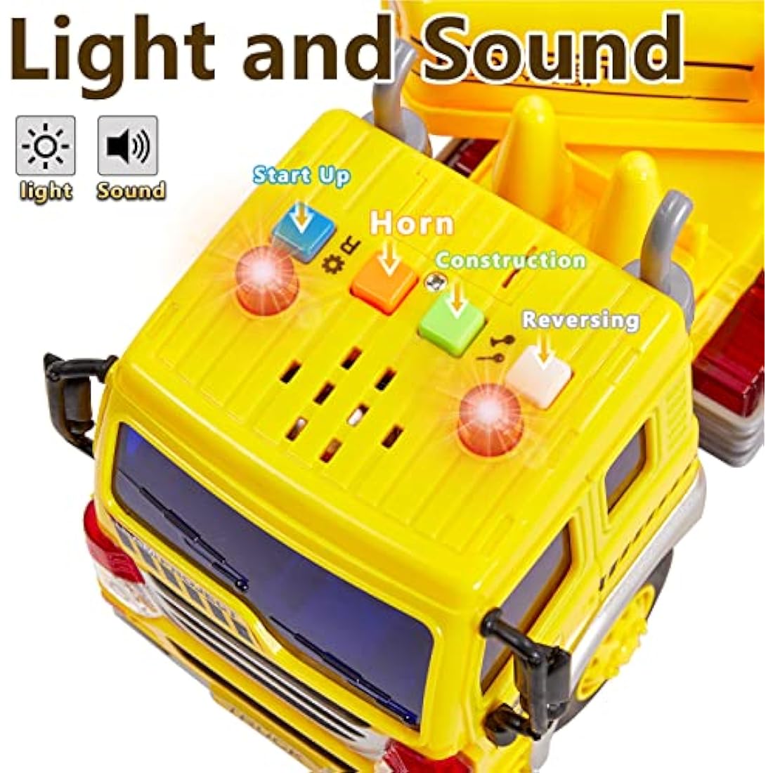 HERSITY Kids Toy Digger, Truck Lorry Toys Construction Vehicles with Lights and Sounds Cars Educational Toys Gifts for Children 3 4 5 6 Years Old Boys and Girls