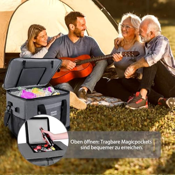 INSMEER 48L Large Cool Bag with Easy Top Access Opening, 65 Cans Foldable Cooler Bag, XXL Waterproof Cool Bag, Insulated Bag for Camping, Picnic, Beach, Hiking, Family Outdoor Activities, Festival
