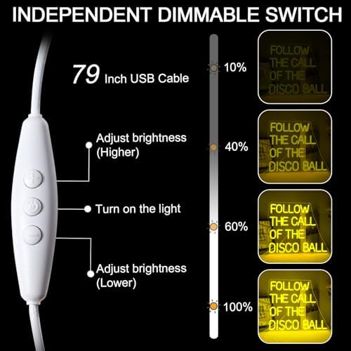 ineonlife Follow the Call of the Disco Ball Neon Sign for Wall Decor Dimmable Led Neon Lights 5V/2A USB Lemon Yellow Light Up Sign for Bedroom Party Birthday Wedding Engagement Party Bar Club