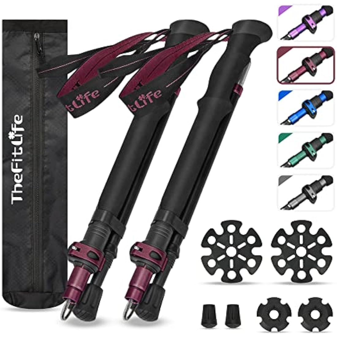 TheFitLife Collapsible Trekking Poles for Hiking – Lightweight Folding Walking Sticks for Men and Women with Extra-Long Foam Handle and Metal Flip Lock