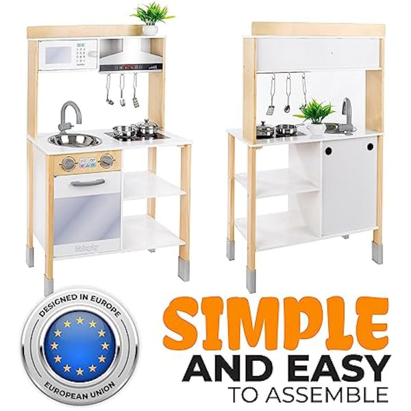 Green Series Kinderplay Modern Wooden Play Kitchen - Toddler & Kids Kitchen Toy, Model GS0061