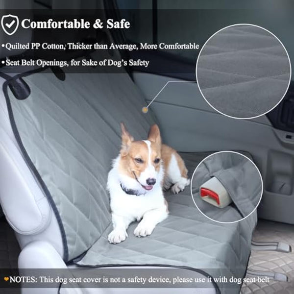 VIVAGLORY Dog Seat Covers, Pet Bench Protectors Dog Backseat Cover, Back Seats Cover Rear Seat Covers Car Seat Cover for Dogs with Anti-Slip Backing, Grey, S