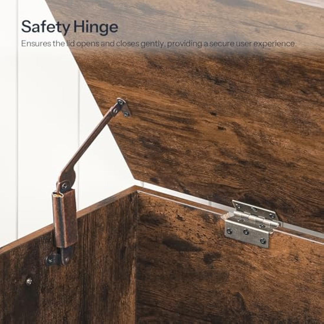 HOOBRO Storage Chest, Wooden Storage Bench, Blanket Storage Box, Wooden Storages Chest Trunk, Large Toy Chest, Shoe Storage Bench, 100 cm, U-Shaped Opening, Rustic Brown EFG141CW01