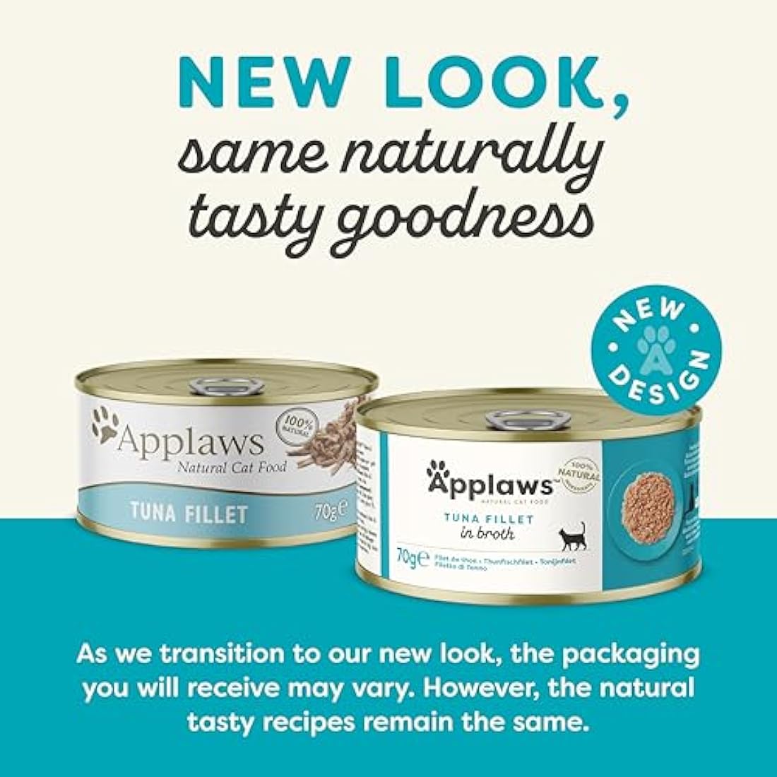 Applaws 100% Natural Wet Cat Food 24 x 70g Tuna Fillet Tins in Broth