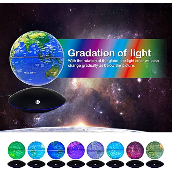 Dracarys Magnetic Levitation Floating Globe, 6 Inch Rotating World Map, Anti Gravity Globe for Educational and Gift, Home Office Classroom Desk Decor, Touch Control and Gradient Night Light item