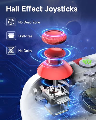 EasySMX X15 Wireless PC Controller with Hall Triggers, Hall Joysticks, Enhanced Bluetooth Game Controller,No Drift No Deadzone effect, Compatible with Windows PC, Android, Steam and Switch