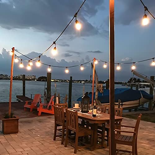 Meidaoduo 15M Festoon Lights Outdoor IP65 50FT Outdoor String Lights with 15+1 Shatterproof Bulbs 2700K for Patio Pergola Gazebo Backyard Fence Garden Lights Linkable