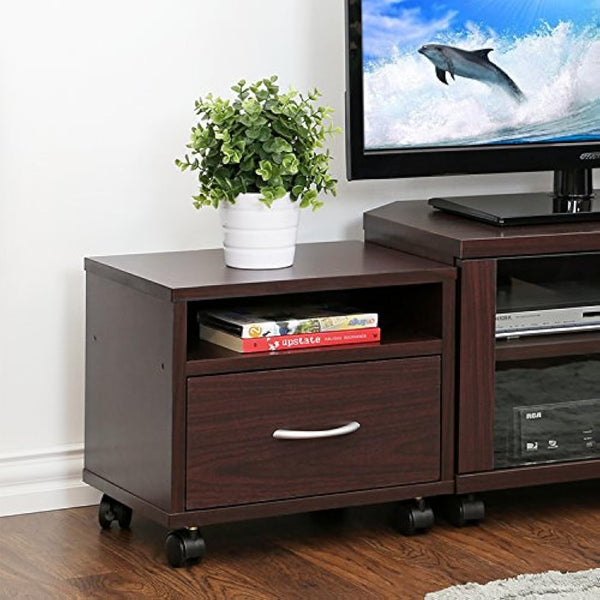 Furinno Petite Under Desk Utility Cart wtih Casters, Wood, Espresso, 39.12 (W) x 35.31 (H) x 28.96 (D) cm