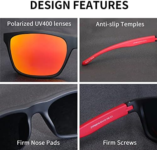 Jim Halo Polarized Sunglasses for Men Women Wrap Around Sport Sun Glasses for Cycling Fishing Driving