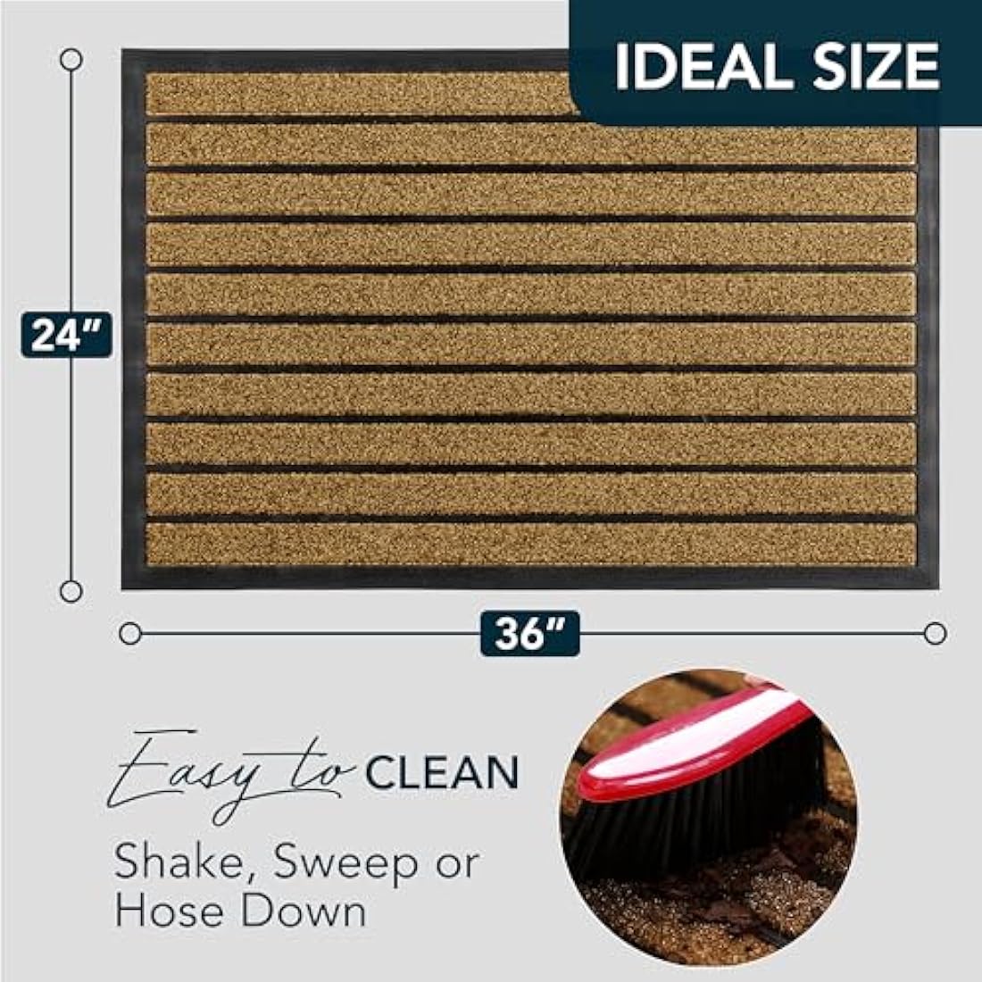 ubdyo Door Mats Indoor - Extra Durable Dirt Trapping Indoor Mats - Non-slip Rubber Rubber Door Mat - Low Profile Welcome Mat - (61 x 91 cm, Bright Brown)