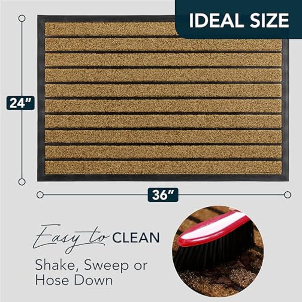 ubdyo Door Mats Indoor - Extra Durable Dirt Trapping Indoor Mats - Non-slip Rubber Rubber Door Mat - Low Profile Welcome Mat - (61 x 91 cm, Bright Brown)