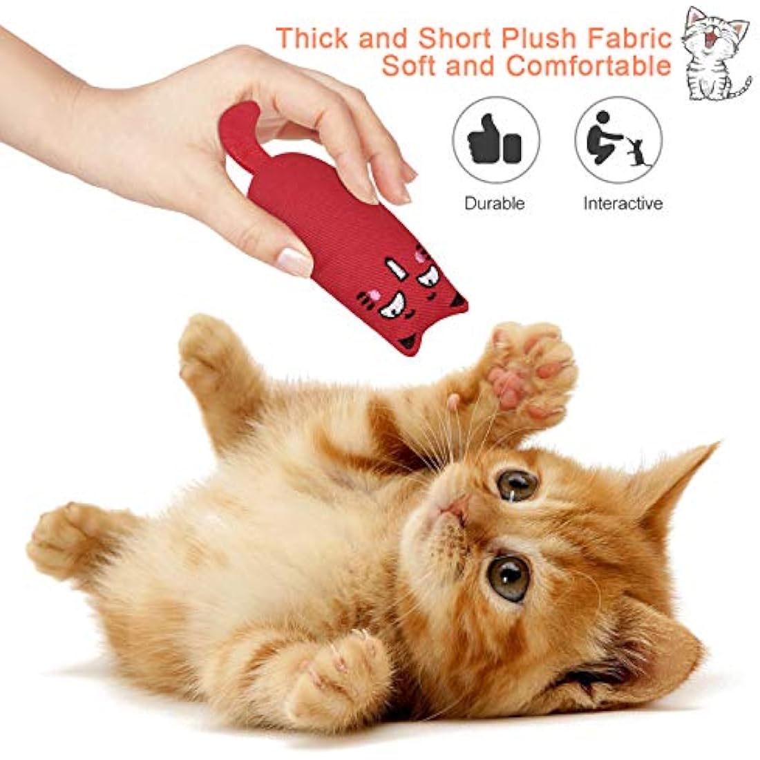 Bojafa Cat Catnip Toys for Indoor Cats: 3-Pack Soft Plush Kitten Toys for Scratching/Playing/Chewing/Teething Indoor