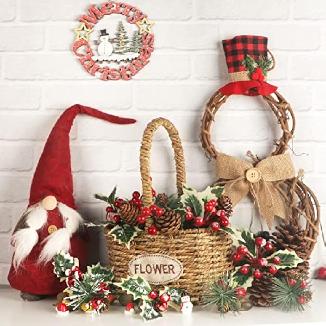 12PCS Christmas Berries Decorations, Christmas Pine Cones Berry Pine Branch Set, Holly Spray Artificial Christmas Picks for Crafts Gift Wrapping DIY Winter Floral Picks Tree Fillers Wreaths Decor