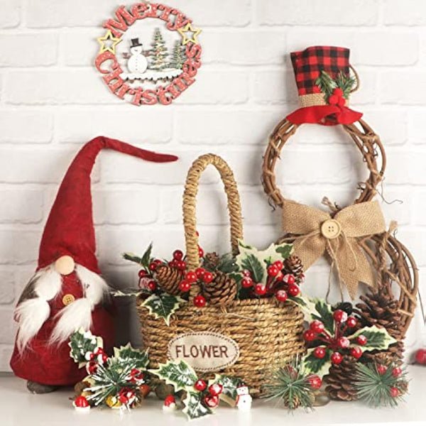 12PCS Christmas Berries Decorations, Christmas Pine Cones Berry Pine Branch Set, Holly Spray Artificial Christmas Picks for Crafts Gift Wrapping DIY Winter Floral Picks Tree Fillers Wreaths Decor