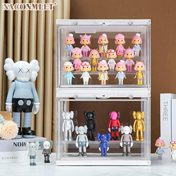 Clear Acrylic Display Case for Figures with Light,3-Tiered Display Stand Organizer Case Dustproof Showcase for Action Figures Mini Toys or Collectibles (Wood, 3-Tier 11.8"x6.7"x9"inch)