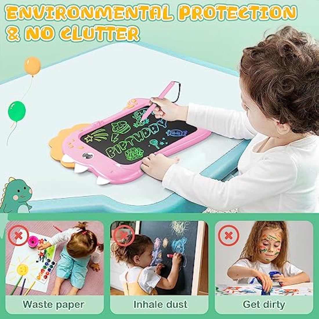 Kizmyee LCD Writing Tablet for Kids,Toddler Toys for 3 4 5 6 Year Old Boys Girls Gifts, 8.5inch Kids Toys Doodle Board, Dinosaur Toys Drawing Pad for Kids 3+ Year Old Boy Girl Birthday Gifts