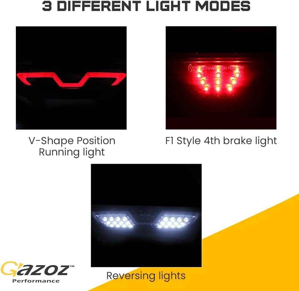 Gazoz Performance Smoked F1 LED Rear 4th Brake Light Fog lamp Reverse For 2015-2017
