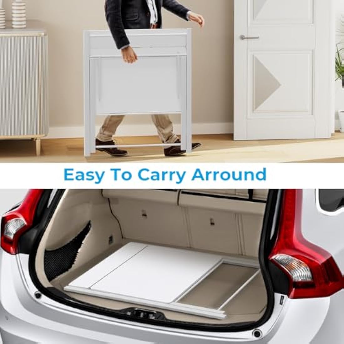 GreenForest Folding Desk No Assembly Required,Computer Desk with Monitor Shelf,Small Desk for Small Space,White