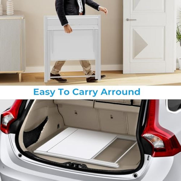 GreenForest Folding Desk No Assembly Required,Computer Desk with Monitor Shelf,Small Desk for Small Space,White