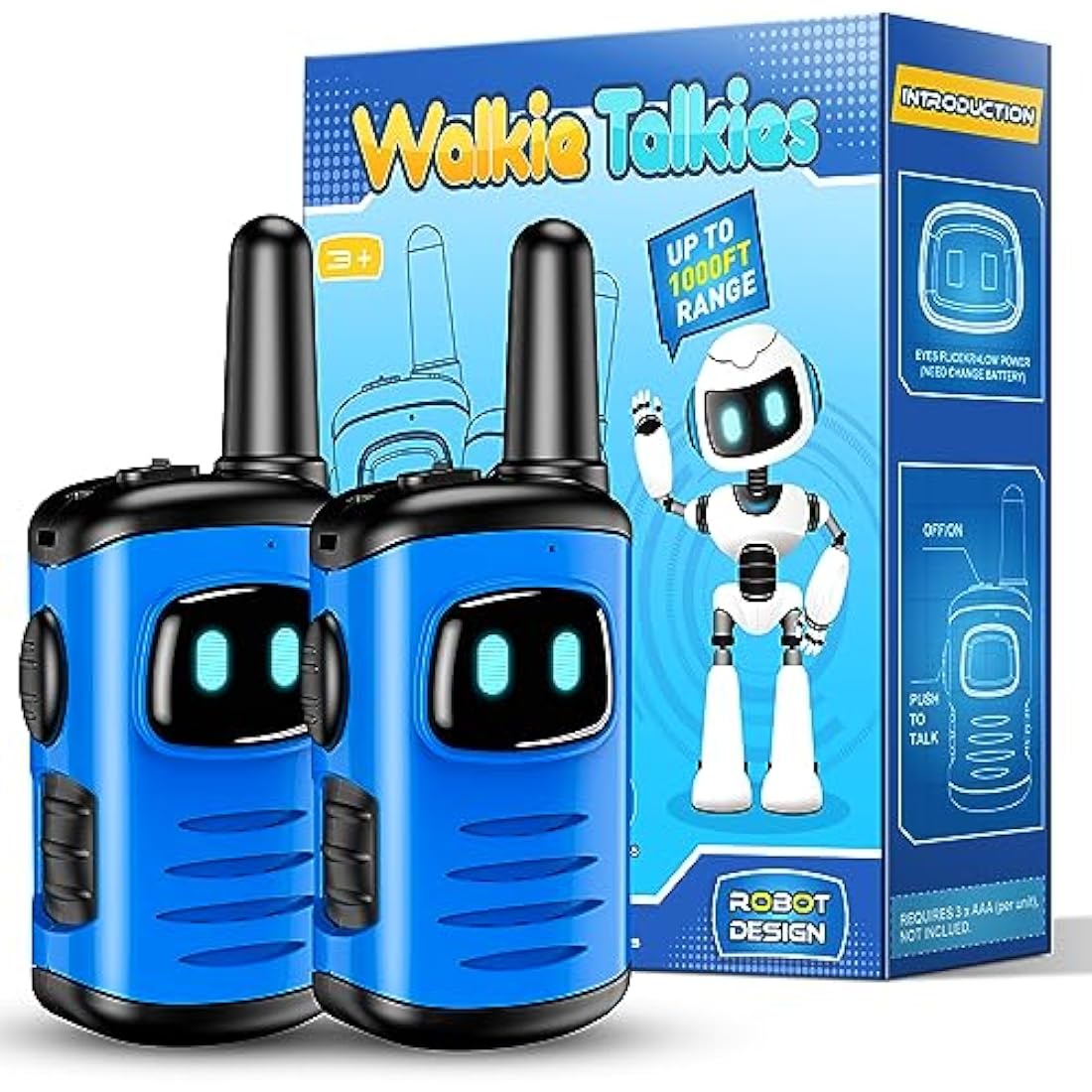 EUTOYZ Walkie Talkie for Kids 3-8, Gift for Boys 5-8, Outdoor Toy for Ages 4-7, Sensory Toy for Autism, Camping Accessory - Blue