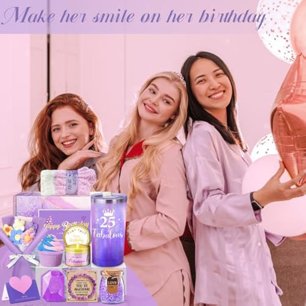 25th Birthday Gifts for Her, Happy 25th Birthday Gifts for Women Daughter, Gift Ideas 25 Year Old Hamper for Female Sister Best Friends, Personalised 25 Year Old Gifts