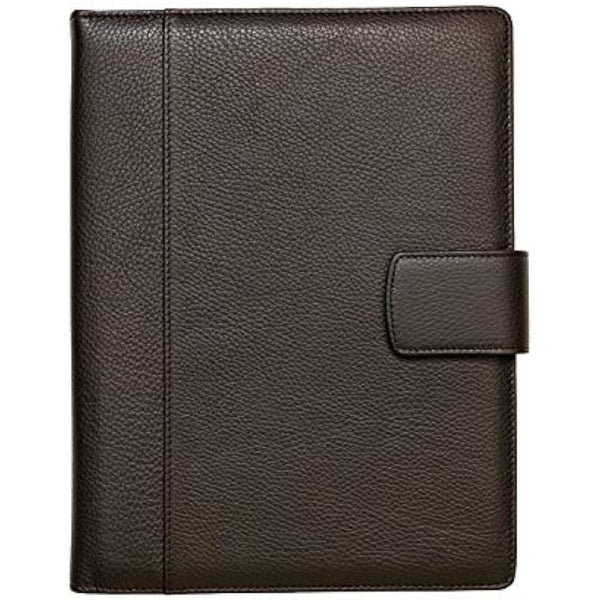 Document Holder in 100% Genuine Full Grain Hammered Leather - Handmade by Expert craftspeople - Spacious and Safe, Perfect for Meetings and Lessons - with Magnetic Closure - Dark Brown