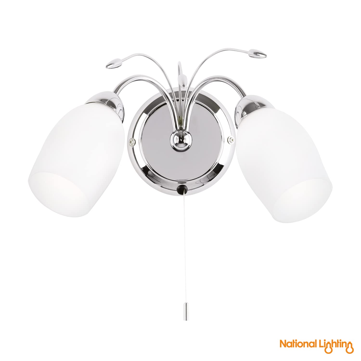 Albert Decorative Wall Light  Dimmable Indoor Home Lights - Wall Light With Pull Chord Switch  Led Sconce 40W Twin Wall Lamp  IP44 Rated Hallway