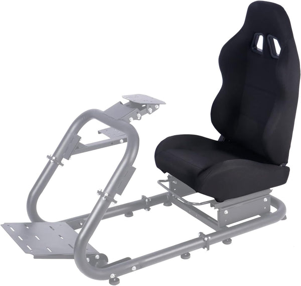 Dardoo Ergonomic Racing Seat with Adjustable Double Slide Simulator Cockpit Racing Gaming Seat Adapt Gaming Simulator Cockpit Racing Wheel Stand Video Game Chairs With Lumbar Support Black