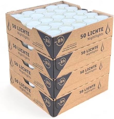 Horeca Candles - Tea Light Candles in Clear Cup 200 Pack - 8 Hours Burn Time - White Wax - Smokeless, Dripless, Unscented Candles Bulk