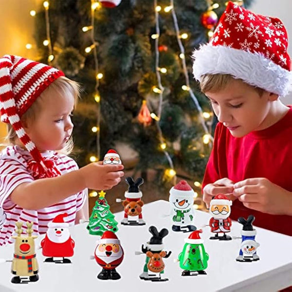9Pack Christmas Wind Up Toy Funny Jumping Toys Xmas Gift Toys,Spring&Wind Up Small Toy for Kids Party Bag, Walking Clockwork Toys for Kids Christmas Party Favors Stocking Stuffers Cracker Gift Fillers